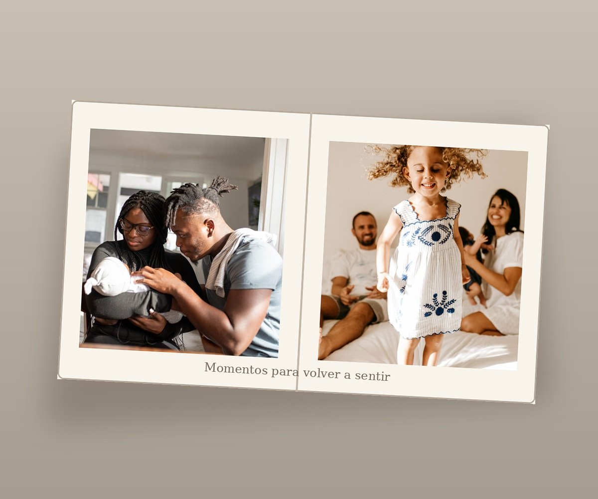 Álbum fotográfico abierto con recuerdos familiares